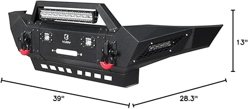 Miniatura 7 de Vijay - Parachoques delantero con textura negra con placa de cabrestante y 5 luces LED y 2 anillos en D de 4.75 T para Tacoma 2005-2015 (no apto