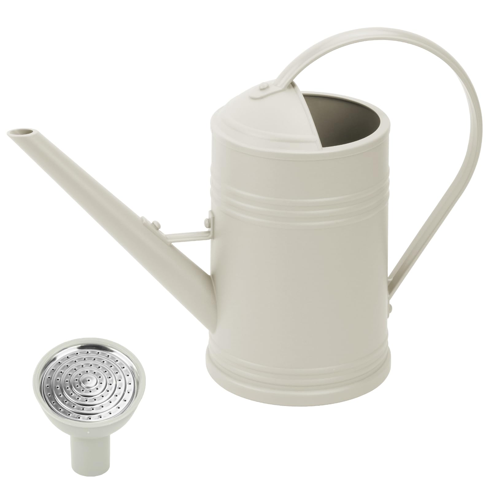 Regadera de jardín con caño largo, regadera de 1,8 l, jarra de agua de plástico para interiores, riego de flores, vintage, aspersor extraíble, regadera para plantas de interior (beige)