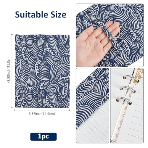 SUPERFINDINGS Book Cover Sleeve A5 Paperback Book Protector with Japanese Wave Midnight Blue Book Sleeve Washable Book Cover Fabric Novel Book Sleeve for Book Lovers 14.9x21.8cm - Image 2
