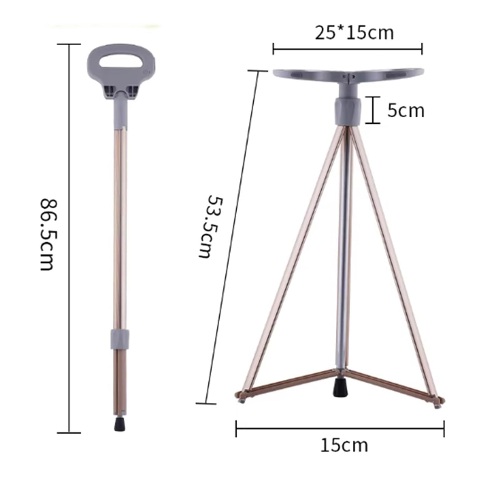 Bastone Pieghevole Portatile, Bastone da Passeggio con Seduta/Borsa, Sedie da Viaggio per Esterni, Stampelle per Ausilio alla Mobilità, Carico Massimo 330 Libbre, Massaggio Vibrante