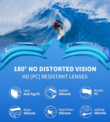 Image of Swim Goggles,2 Pack Swimming Goggles for Adult Men Women, No Leak Anti-Fog & UV, Wide Visio HD Mirror PC Lens