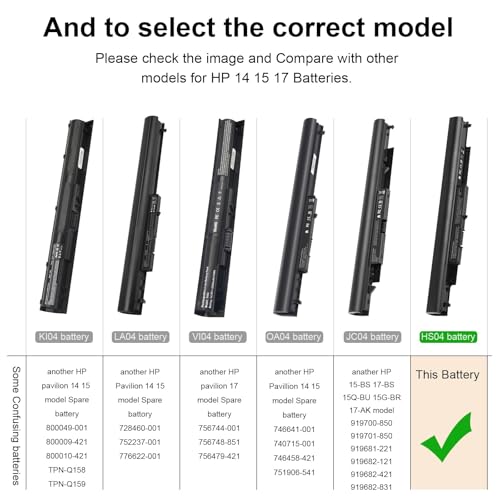 Image of 807956-001 Laptop Battery for HP Spare 807957-001 807612-421 807611-421 807611-131 HS04 HS03 HSTNN-LB6U 15-AY039WM 15-AY041WM 15-AY009DX 15-AY052NR TPN-I119 TPN-I120 TPN-I124 240 245 246 250 256 G4 /G5