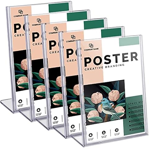 weegoo 5 Pack A4 Acrylic Sign Holder, Clear Plastic Display Sign Stands, Table Menu Holder Slanted Display Stand for Restaurant, Store, Hotel, Office, Exhibition,TPA4 Cover