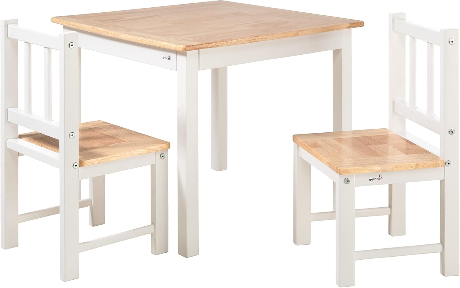 Geuther Ensemble Table et 2 Chaises pour Enfant – Bois de Haute Qualité – Design Ergonomique et Durable – Idéal pour Peinture, Jeux et Repas