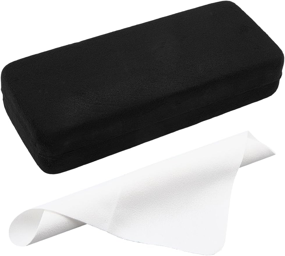 CREATCABIN Pink Velvet Eyeglass Cases Hard Shell Glasses Case with Glasses Cleaning Cloth Rectangle Eyeglass Holder Box Porta