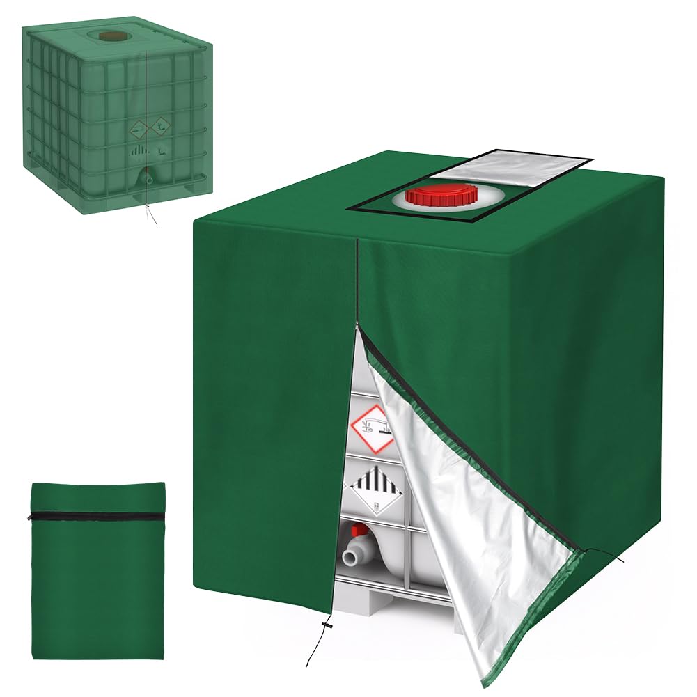 AOOWU IBC Tank Cover, 1000L IBC Water Tank Cover, Waterproof Oxford Fabric Water Tank Cover, Water Tank Protection Cover with Zipper, Windproof Anti-UV Dust-Proof IBC Container Covers, IBC Covers