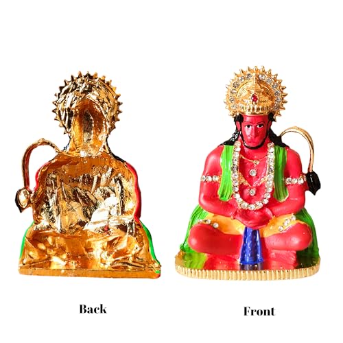 Image of Premium Hanumanji Murti Idol| Metal Meditating Bajrangbali Idol Sitting Pose | Hanuman Statue for Home Temple, Office Desk, Car Dashboard & Spiritual Gift (Pack of 1)