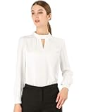 Women's Work Tops Dressy Casual Shirts Mock Neck Keyhole Business Casual Long Sleeve Blouse