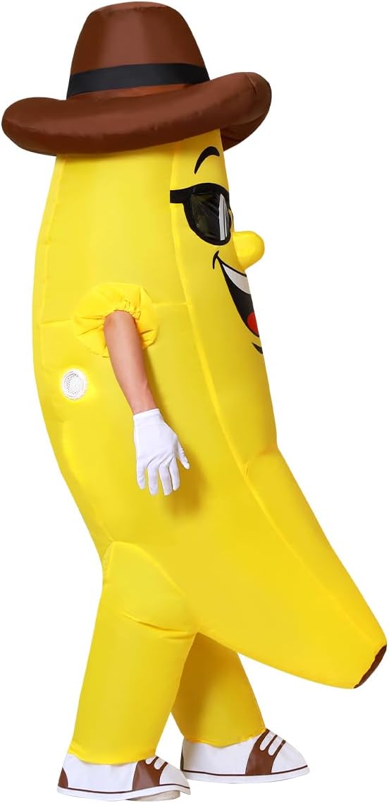 GOOSH Inflatable Banana Costume for Adult Halloween Costume Women Man Funny Blow up Costume for Halloween Party Cosplay