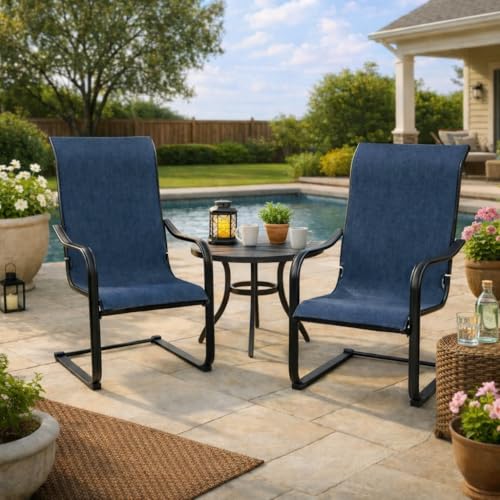 Kozyard C-Spring Patio Chairs Set of 2 High Back Dining Chairs...