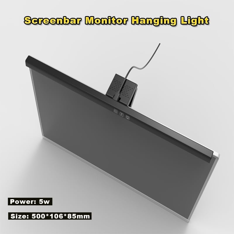 Image of Computer Monitor Light Bar with 60M Auto-Off Timer, Stepless Dimming & 3 Color Modes, Eye-Caring Screen Bar with Asymmetric Optics, CRI>80 USB Powered LED Reading Lamp for Office /Home /Dorm