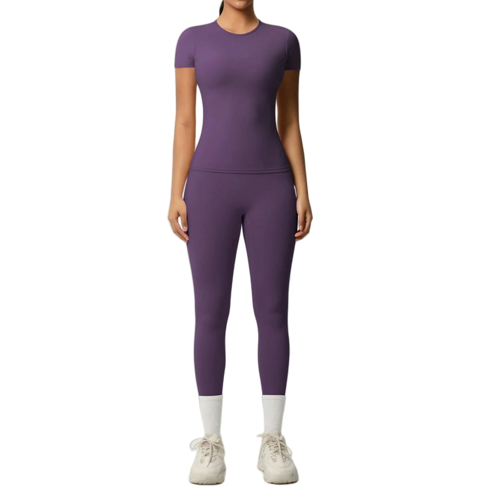 WANGSHUO Spodnie do biegania damskie dwuczęściowe Sport Yoga Wear Fitness Top Tight Legginsy Butt Legginsy - niebieskie-S