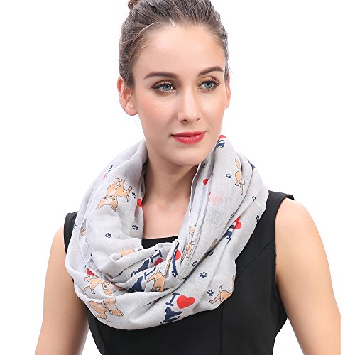 Lina & Lily Chihuahua Dog Print Women's Infinity Scarf Lightweight