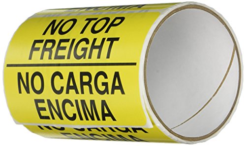 Image of TapeCase Shipping Packing Labels inchNo Top Freight Eng /No Carga Encima inch, Yellow /Black - 50 per Pack (1 Pack)