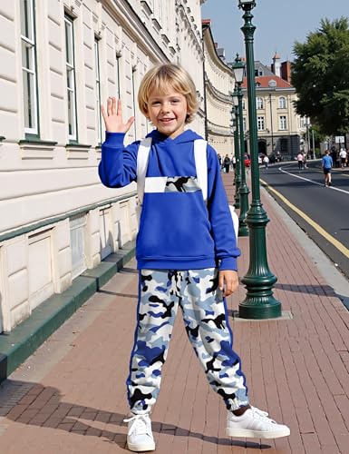 Image of Boys Clothes Boy Outfits 2-Piece Long Sleeve Hoodie and Camouflage Pants Boys Fall Winter Clothes for 6-16 Years