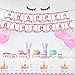 Pawliss Unicorn Party Supplies, Serves 16 Birthday Party Favors Decorations for Kids Girls, Cupcake Toppers Wrappers, Plates Cups Napkins, Balloons Banners Tablecloth, Bulk Pack 96ct