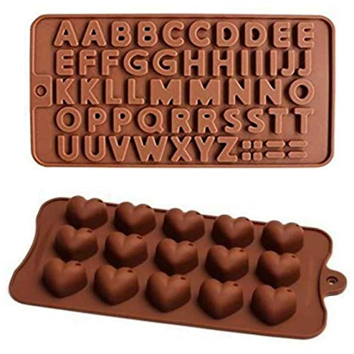 Homebakers Mart Silicone Chocolate Bakeware Mould Combo (Set of 2 Mould, Alphabet and Heart Mould)