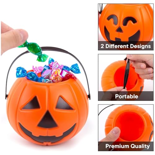 شنطة يقطين للهالوين، اكياس خدعة او حلوى للهالوين، شنطة سلة للوجبات الخفيفة، دلو جودي قابل لاعادة الاستخدام، افضل هدايا حفلات هالووين (B)