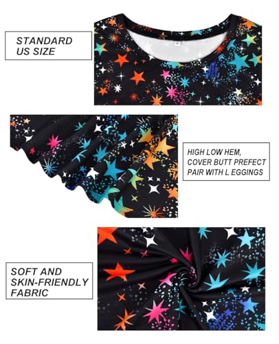 Image of CARCOS Plus Size Tops for Women Short Sleeve Shirt Summer Star /Leopard /Tie Dye /Flower Crewneck Pullover Tunic XL-5XL