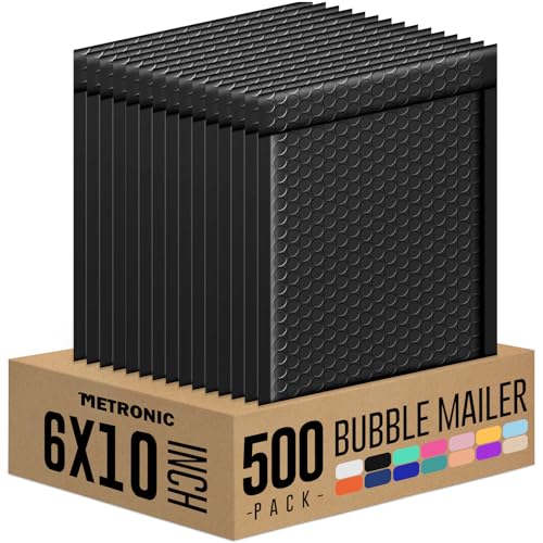 Image of Metronic Bubble Mailer 6X10 Inch Black 500 Pack,Waterproof Padded Envelopes,Self-Seal Small Bubble Mailers Cushioning Bubble Envelopes for Shipping,Jewelry Makeup Supplies, Packaging Bulk