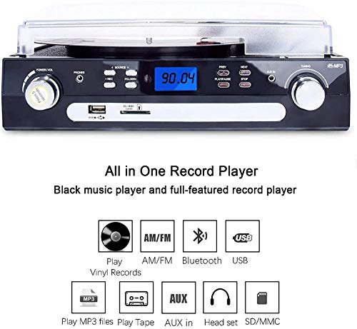 DIGITNOW! Tourne-Disque Bluetooth, Platine Vinyle 33/45/78 TR/Min avec Haut-parleurs intégrés, encodage du Vinyle au MP3, encodage SD/USB, Radio, Cassette, entrée auxiliaire - Les Beatles, Paul McCartney, John Lennon, RIngo Starr, George Harrison DIGITNOW! Tourne-Disque Bluetooth, Platine Vinyle 33/45/78 TR/Min avec Haut-parleurs intégrés, encodage du Vinyle au MP3, encodage SD/USB, Radio, Cassette, entrée auxiliaire – Image 3
