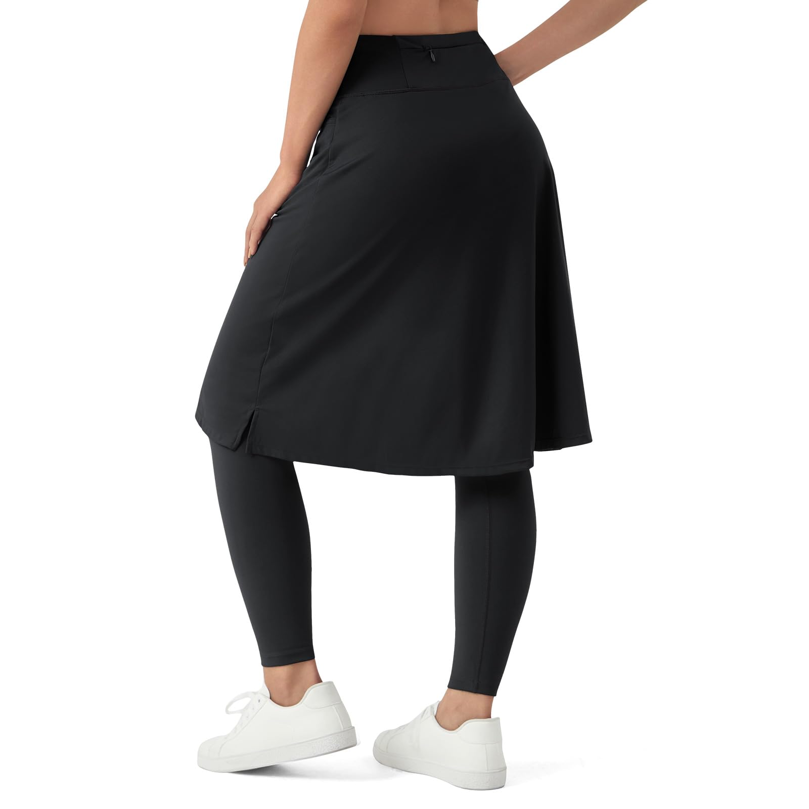beroy Knielanger Damenrock mit Fleece, volle Leggings, athletischer Tennis-Skorts, bescheidene Rock-Leggings, Taschen