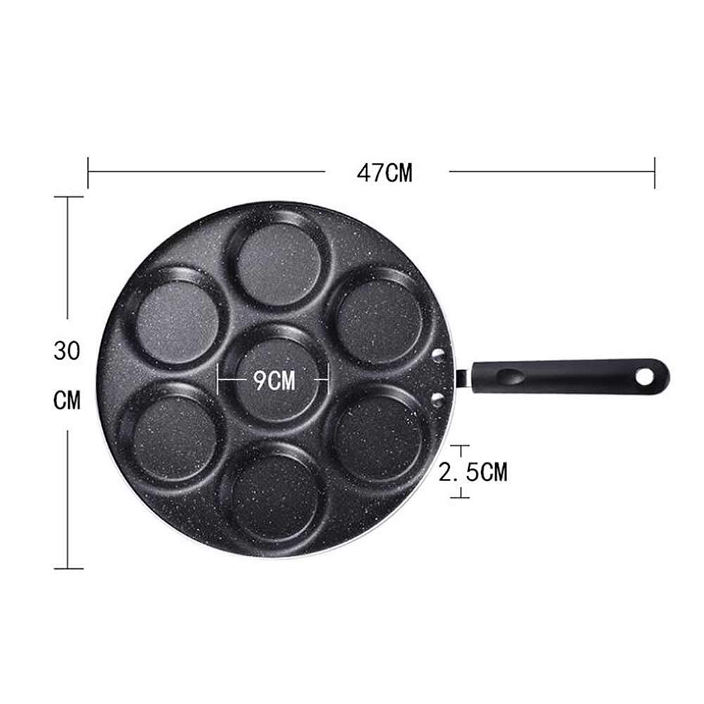 CANDeal Aluminiowa patelnia z 7 miseczkami do smażenia jajek nieprzywierająca szwedzkie naleśniki, plett, krepa, patelnia do smażenia na wiele jajek