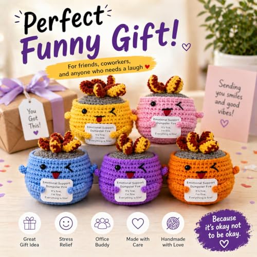 Image of Emotional Support Dumpster Fire Crochet (5 PCS) | Multi Pack Crochet Gift