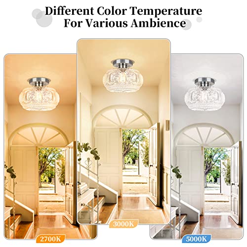 Image of Globe Glass Semi Flush Mount Ceiling Light Fixture, Brushed Nickel