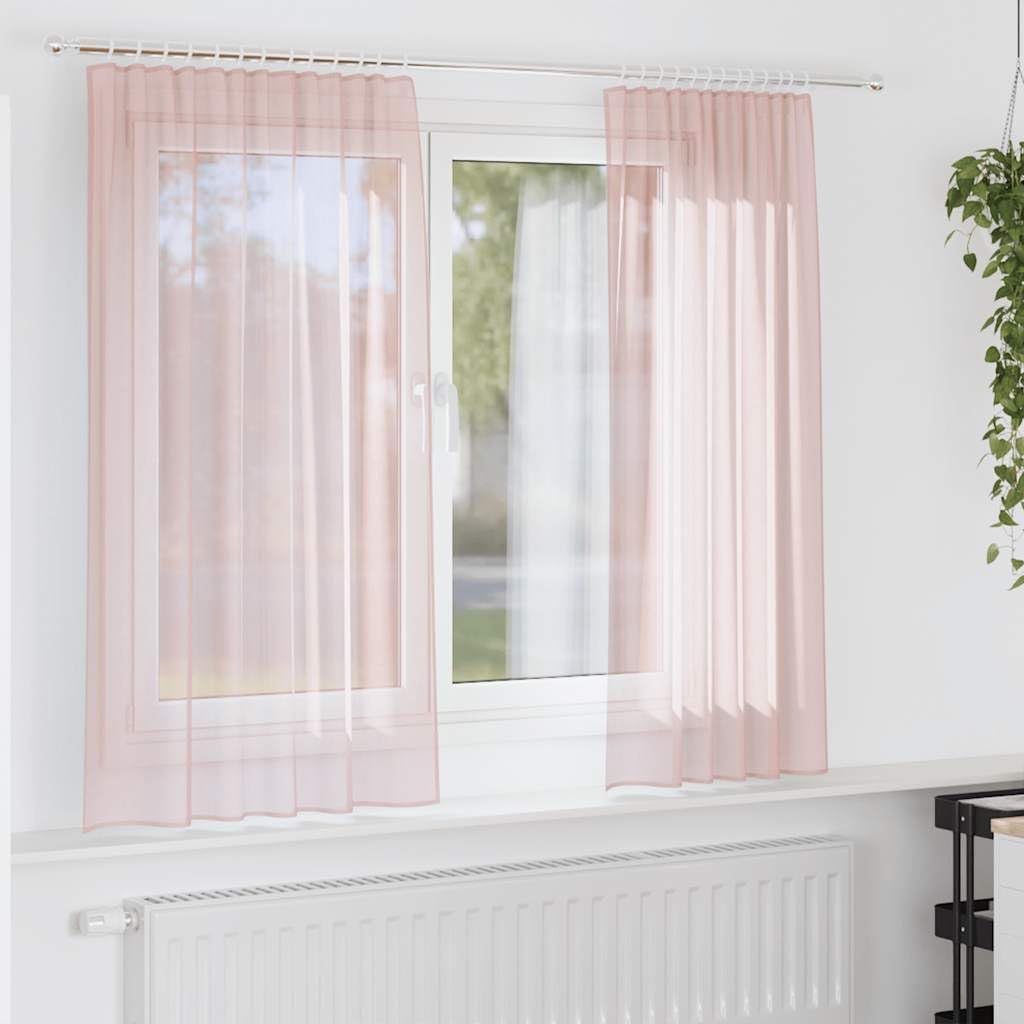 Rideaux en voile anti-chaleur rose 140x140 cm, la solution voilage tamisant pour salon lumineux