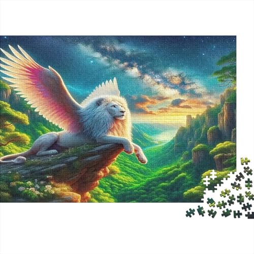 Puzzle de león alado blanco para relajación familiar y decoración de paisajes fantásticos