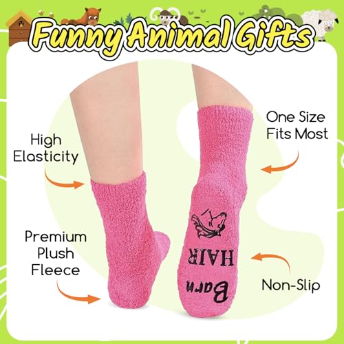 HAPPYPOP Fuzzy Animal Socks for Women - Cute Unicorn Horse Cow Goat Gifts for Female Teen Girls2