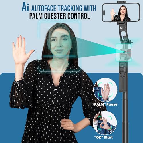 Image of WeCool AI-Powered Selfie Stick with 360 Rotational Aluminum Built,Auto Face Tracking Quadripod,Extendable Upto 64 inch,Compatible with GoPro,Camera and with iPhones