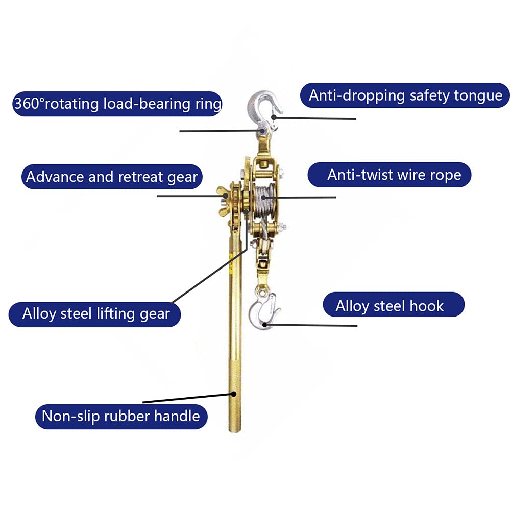 Handseilwinde Seilzug mit 2 Ratschen Drahtseil Ratsche Handwinde Handseilzug Gurtwinde Hand Power Puller FüR Wohnwagen, 2 Haken Design, Material Aus Legiertem Stahl
