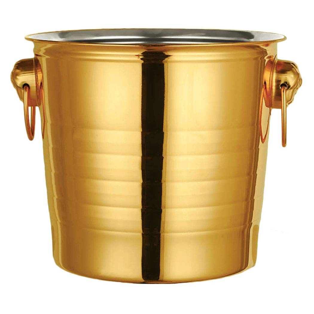 Durable Golden Thick Tiger Head Stainless Steel Ice Bucket Bar Ktv Spit Champagne Chilled Beer Red Wine Ice Cube Bucket a (Color : Gold, Size : 5L)