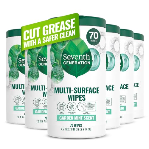 Image of Seventh Generation Multi-Surface Wipes, Garden Mint scent, 70 ct, Pack of 6