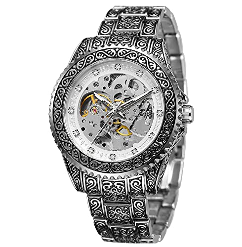 FORSINING Men's Skeleton Engraving Watch Automatic Watch for Men Waterproof Self Winding Wrist Watch