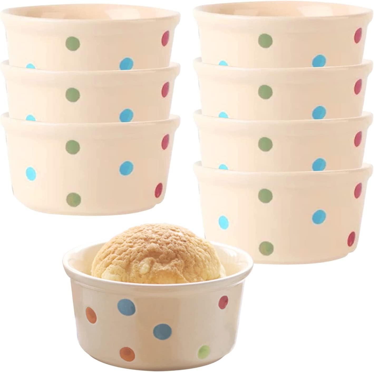 Bol à soupe, bol à riz, bol à déjeuner, ensemble de ramequins, 230 ml, ramequins à crème brûlée, plats à soufflé allant au four, ramequins à soufflé, ramequins for friteuse à air-rouge-lot de 8 ( Colo