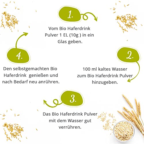 foodsetter Bio Haferdrink Pulver | 500g Beutel | Haferpulver | Instant Haferpulver | Bio-Quallität | Vegan | Glutenfrei | Ohne Zuckerzusatz | 0,5kg