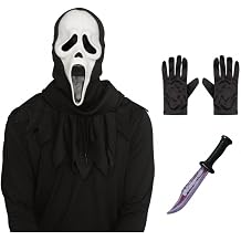 Ghost Face  30th Anniversary Adult Mask with Hood, Bloody Blade & Gloves