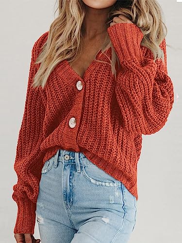Image of PRETTYGARDEN Women's Chunky Knit Open Front Sweater Long Sleeve Button Loose Short Cardigan Outerwear Coats