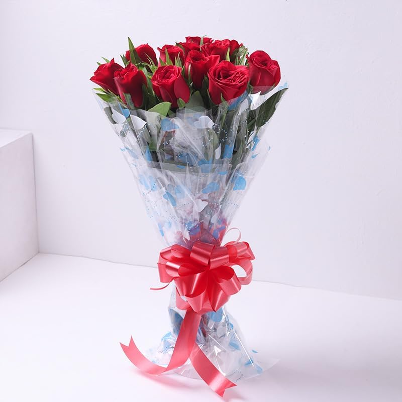 FlowerAura Fresh Flower Bouquet Gift Red Fresh Live Roses With Wrap