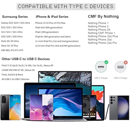 Image of 33W USB Type C Charger Adapter Compatible with Phone 2 /2a /2a Plus /3a /3a Plus Phone 1 /Tablet, 33watt Fast Charge Adapter for Other Type C Devices