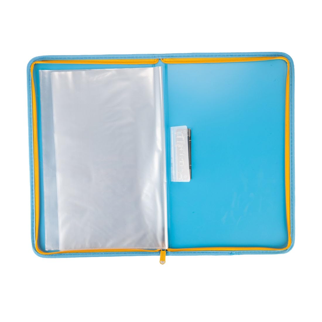 Worldone Zipper Display Book Folder for Documents, with Name Card, Made of 0.8mm Virgin PP Material with 20 Bound Plastic Binder Sleeves, Size FC (fullscap), Radiant Blue, Set of 1 1