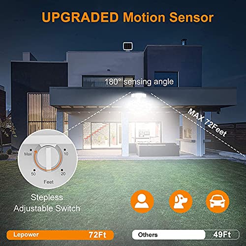 Lepower Solar Led Security Lights Outdoor, Adjustable Head Solar Motion Sensor Light, 5500K White Light, Ip65 Waterproof Solar Flood Light For Garage, Yard, Patio(White) #TOP2