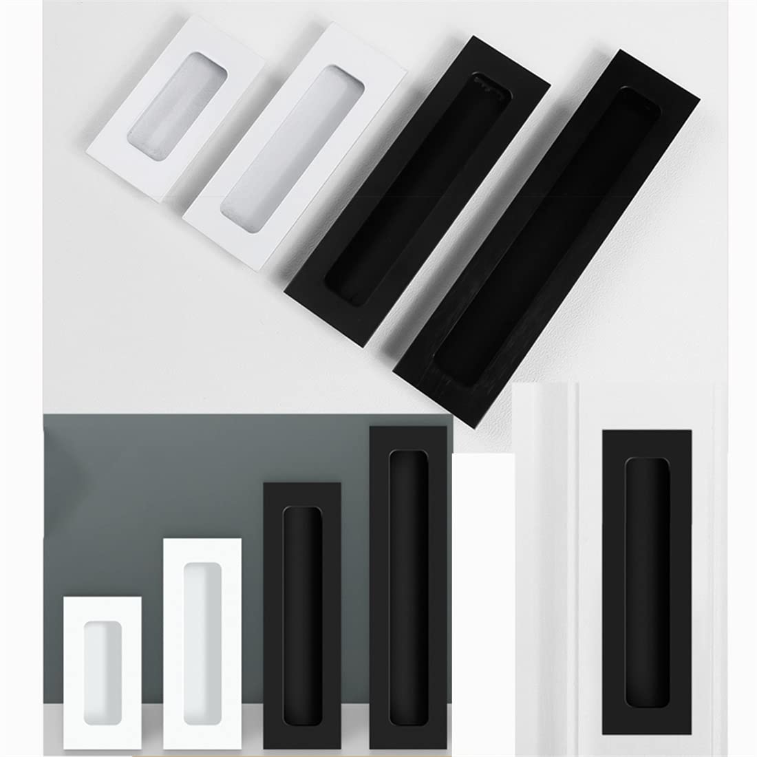 Schuifdeurgreep, aluminiumlegering, sleuf, ingesloten, onzichtbaar, verborgen kastgrepen, verzonken greep, uittrekbare ladeknoppen, inlaten profielgreep, 2 stuks (gatafstand 96 mm, grijs