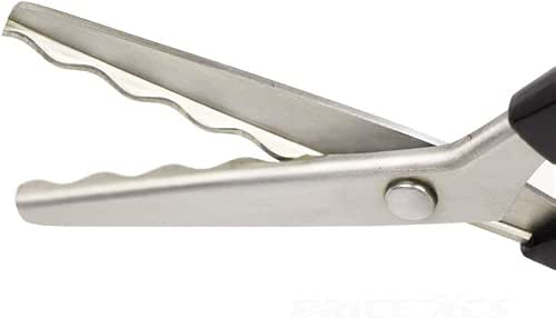 Fabric Pinking Shears, Professional Stainless Steel Handled Scissors, Black, 18mm
