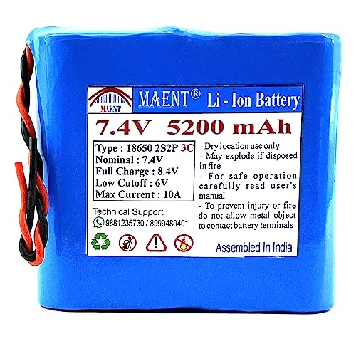 Image of MAENT 7.4V 18650 Lithium ion Rechargeable Battery 2S2P 2 Wire 5264 POS 8.4V for Electronics Toys Lighting Equipment POS Swipe Machine - 3C Rated (2 Wire, 5200 mah)
