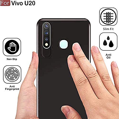 Image of Mobile Back Cover Case for Vivo U20 (Silicone Case|CameraProtection|Black SC1510)