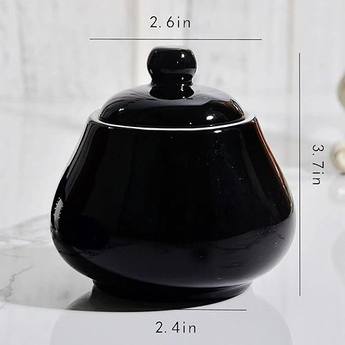 Miniatura 2 de Tarro de especias de cerámica negro simple Caja de condimentos Pote de azúcar con tapa